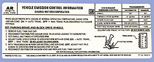 1971 Corvette Emission Decal 270 HP Automatic & Manual Transmission (Code AR 3994614)