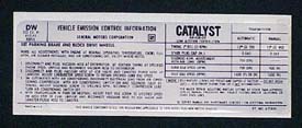 1978 Corvette Emission Decal High Performance 220 HP L82 (Code DW 472890)