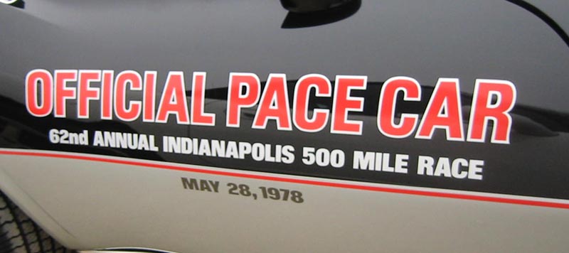 1978 Corvette Indy Pace Car Decal Set