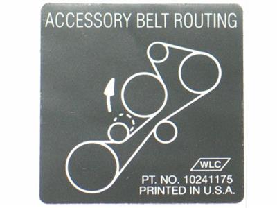 1993-1995 Corvette Belt Routing LT-1 Decal Label