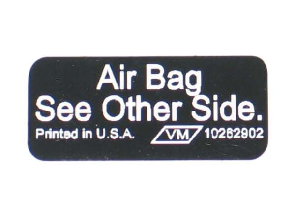 1990-1996 Corvette Sunvisor Air Bag Warning Decal on Mirror