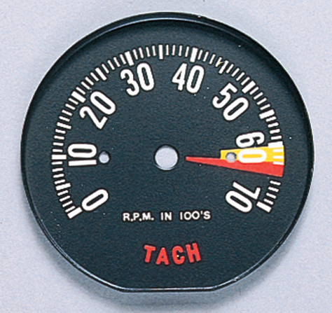 1959 Corvette Tachometer Face (High Redline) (6500 RPM)