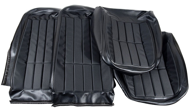 1970-1971 Corvette Leather Seat Cover Set (Black) Exact Reproduction