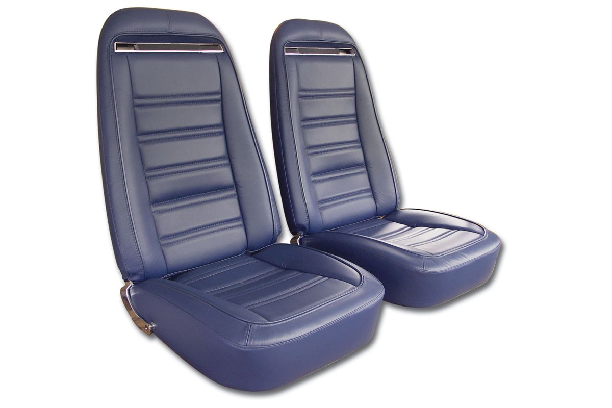 1971 Corvette Leather Seat Cover Set (Dark Blue) Exact Reproduction