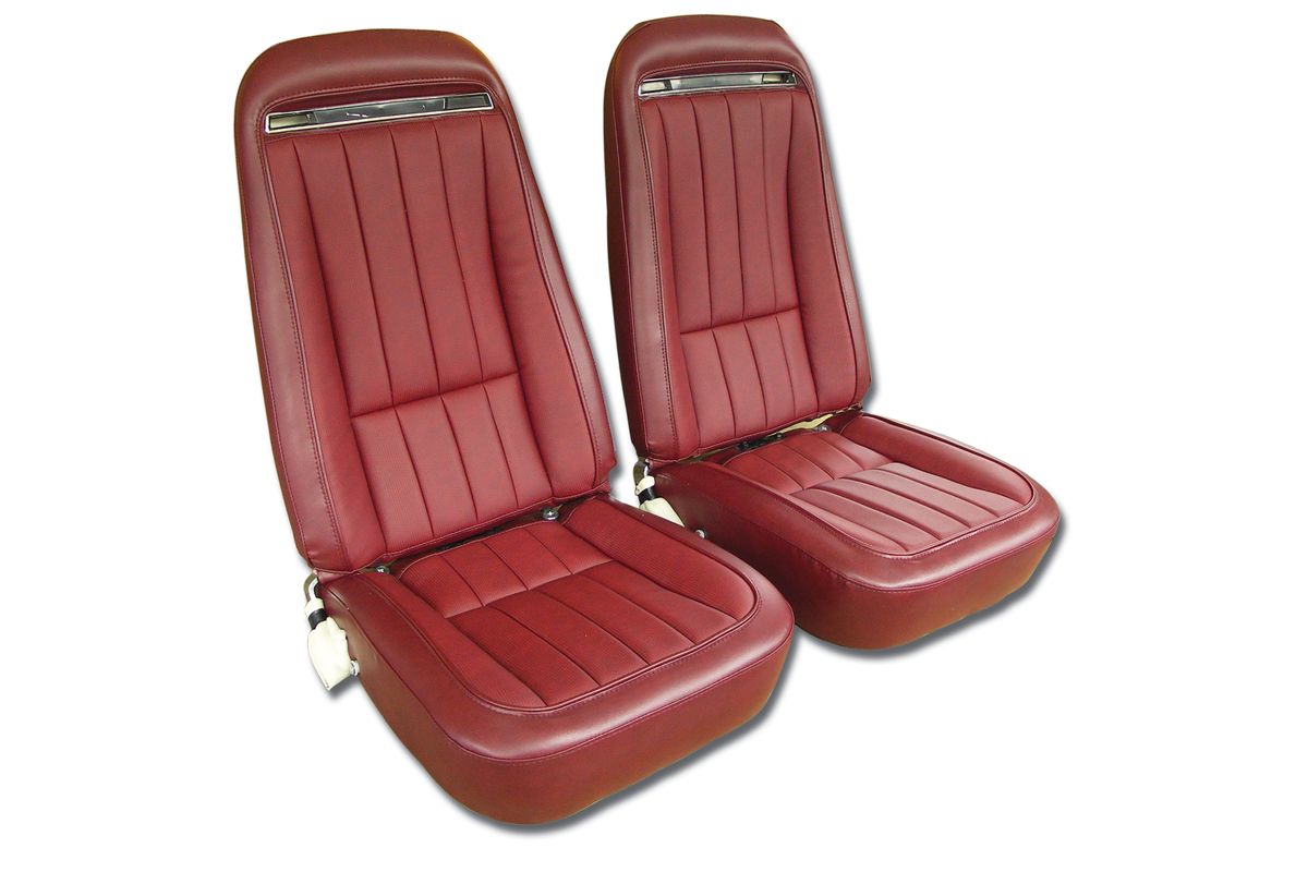 1973-1974 Corvette Leather Seat Cover Set (Oxblood) Exact Reproduction
