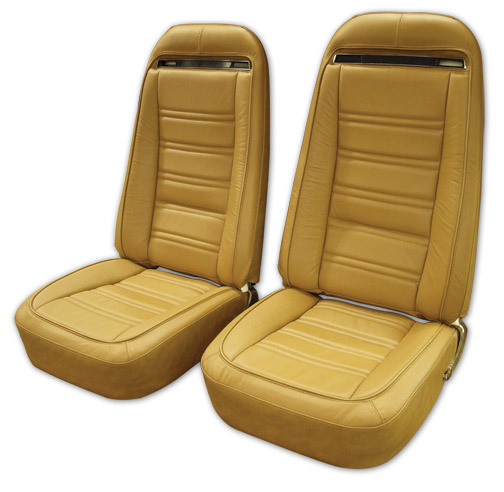 1973-1974 Corvette Leather Seat Cover Set (Medium Saddle) Exact Reproduction
