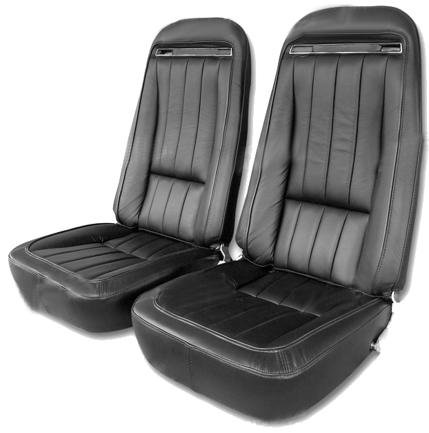 1975 Corvette Leather Seat Cover Set (Black) Exact Reproduction