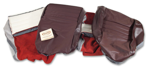1980 Corvette Leather Cover Set (Claret) Exact Reproduction (2 inch Side Panel)