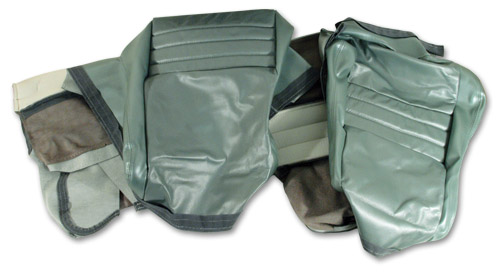 1982 Corvette Leather Cover Set Silvergreen Exact Reproduction (2 inch Side Panel)