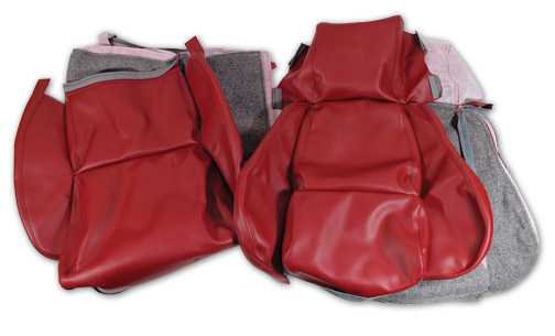 1984-1985 Corvette Leather-Like Standard Seat Cover Set (Carmine Red) Perforated