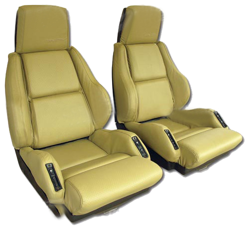 1984-1987 Corvette Leather Sport Seat Cover Set (Saddle) Perforated