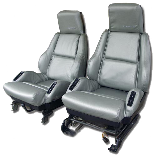 1984-1987 Corvette Leather Sport Seat Cover Set (Gray) Perforated