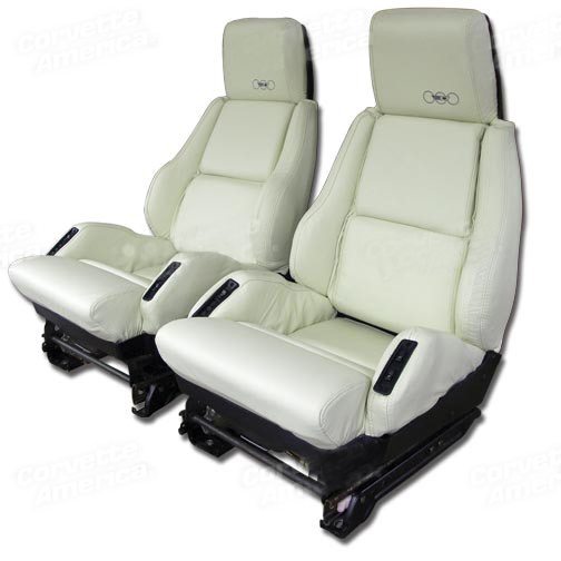 1988 Corvette Leather Sport Seat Cover Set (White) Peforated  Anny