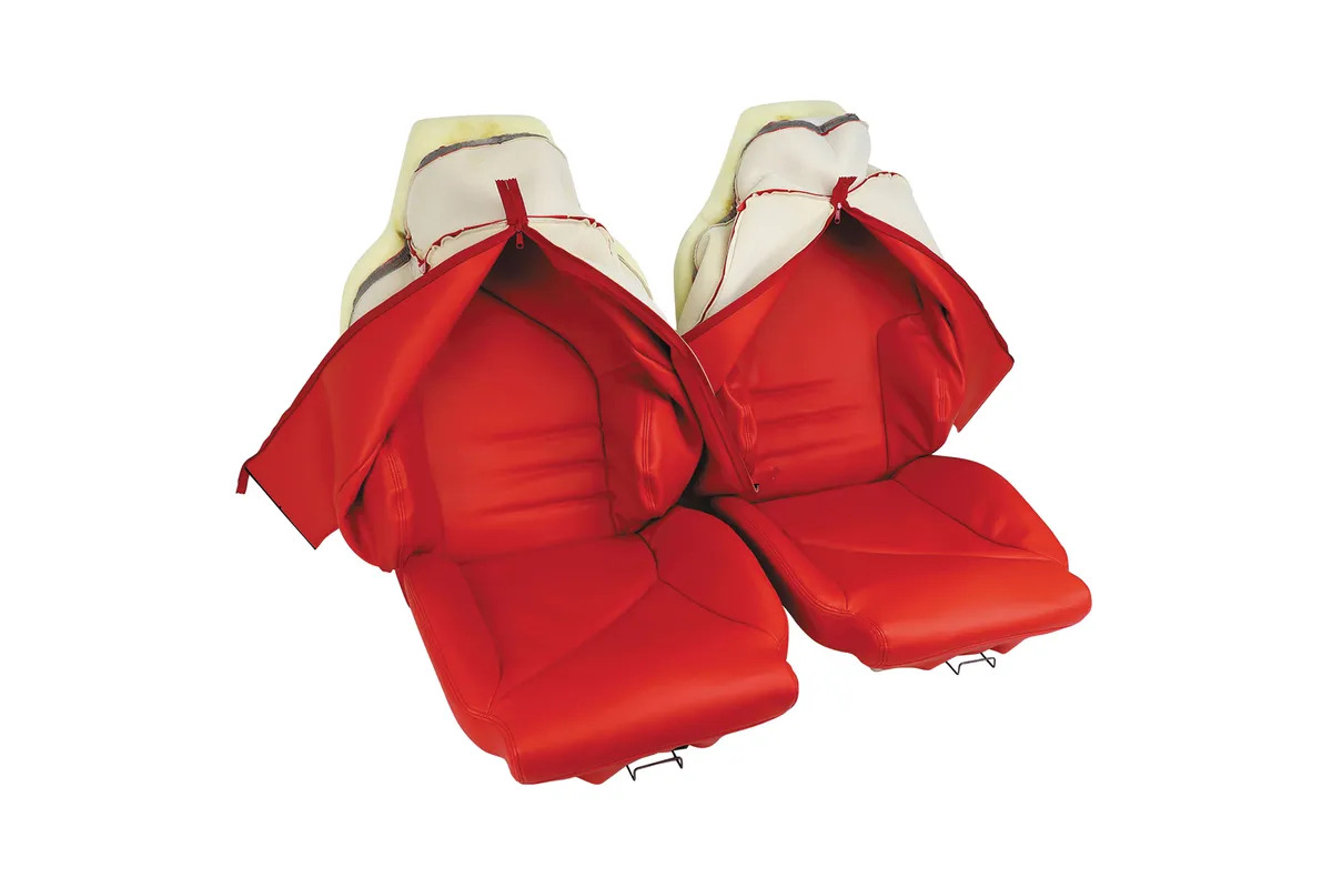 1994-1996 Corvette Leather-Like Sport Seat Cover Set with Foam (Red)