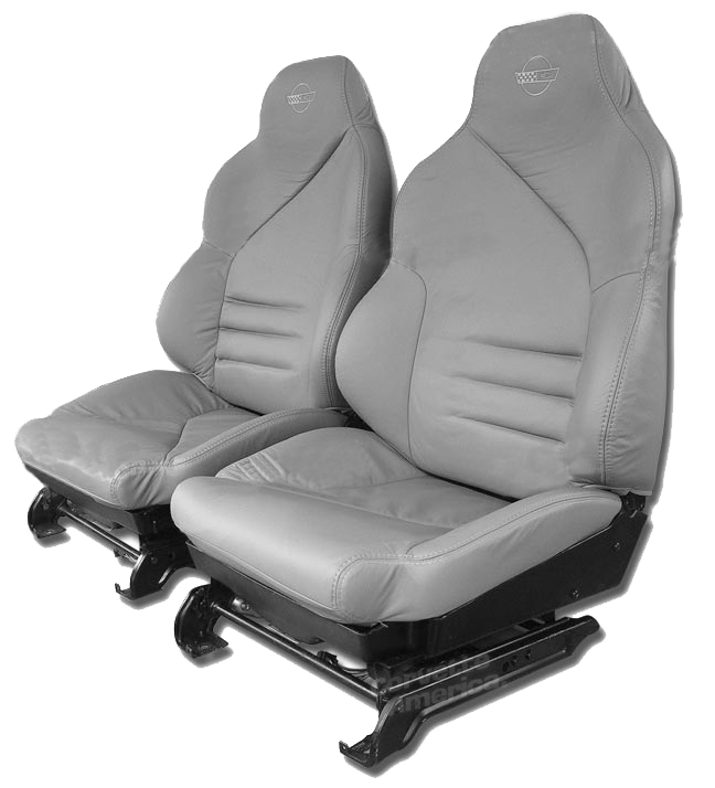 1994-1996 Corvette Leather Sport Seat Cover Set (Gray) with Foam