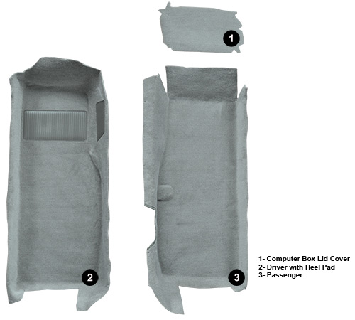 1997-2004 Corvette Front Carpet Set for Coupe and Convertible with Pad, Cutpile 