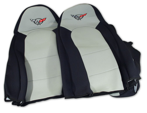1997-2004 Corvette Neoprene Seat Covers (Black/Gray)