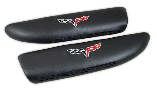 2005-2013 Corvette Leather Armrests Pair with C6 Logo 
