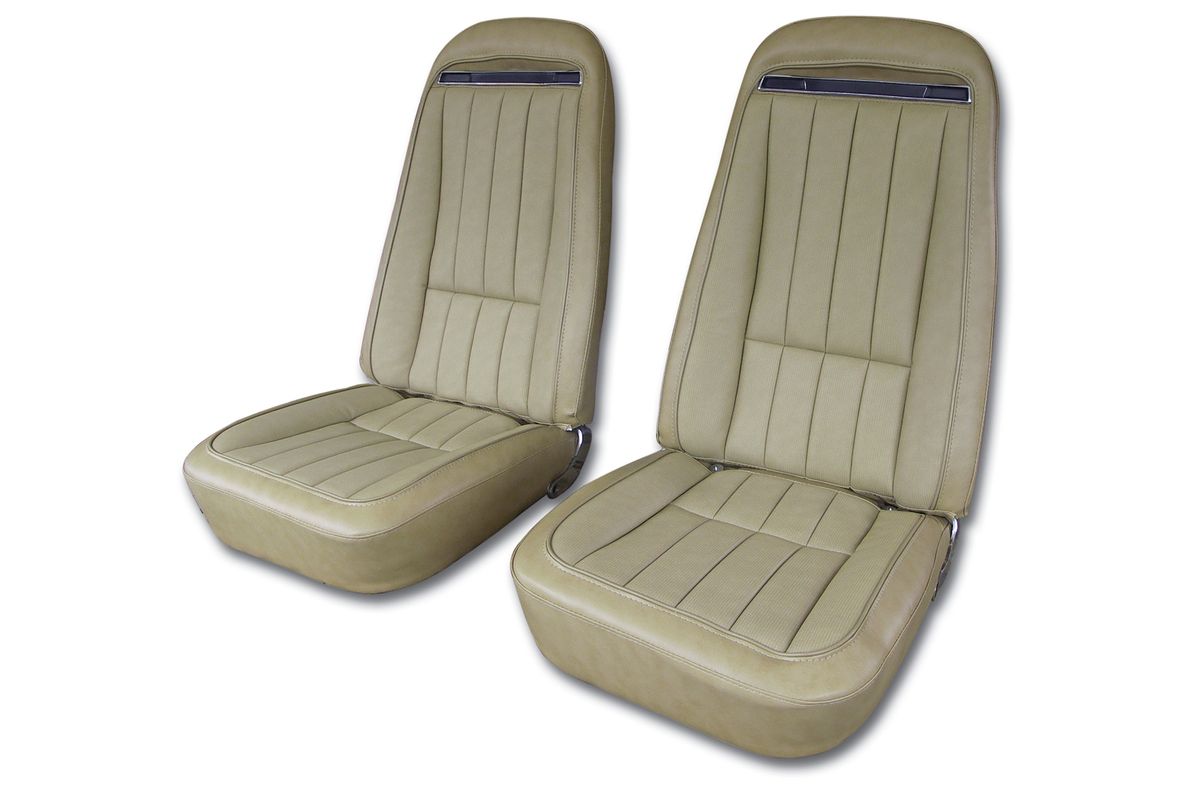 1973-1974 Corvette Leather/Vinyl Mounted Seats (Pair) without Shoulder Harness 