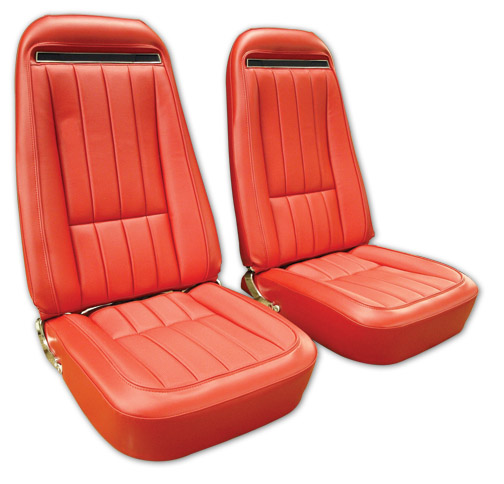 1972 Corvette Leather/Vinyl Mounted Seats (Pair) without Shoulder Harness 