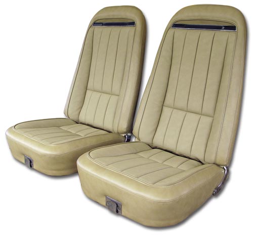 1972-1974 Corvette Leather Like Vinyl Mounted Seats (Pair) with Shoulder Harness 
