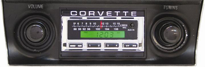 1968-1976 Corvette AM / FM Corvette Radio with 1/8 Inch Auxiliary Input (Chrome)