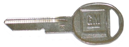 1970-1982 Corvette Blank Oval Style K Key