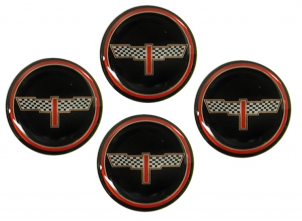 1976-1982 Corvette Center Cap Emblem Set Victory (Black) (4 Pieces Set)