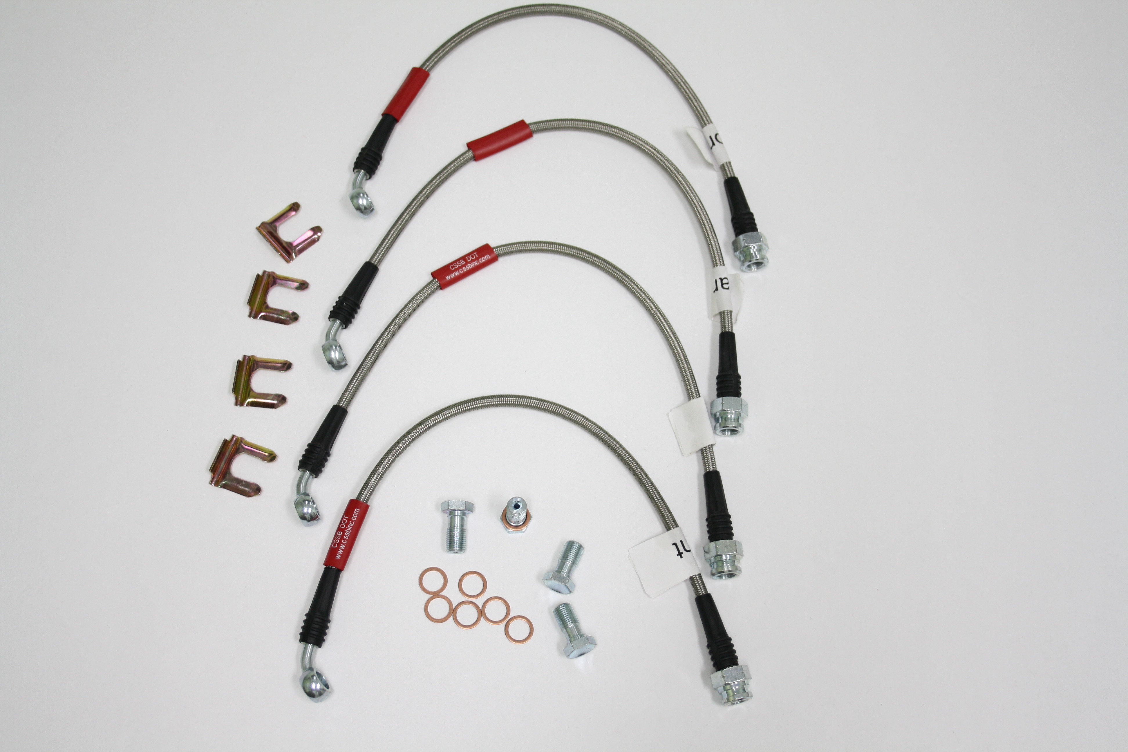 1997-2004 Corvette Brake Hose Set (Braided Stainless Steel) (4 Pieces with Hardware)