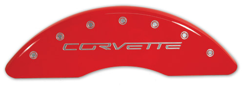 2006-2013 Corvette Brake Caliper Cover Set Red with Corvette Script. Fits C6 Z06 Or Grand Sport Only