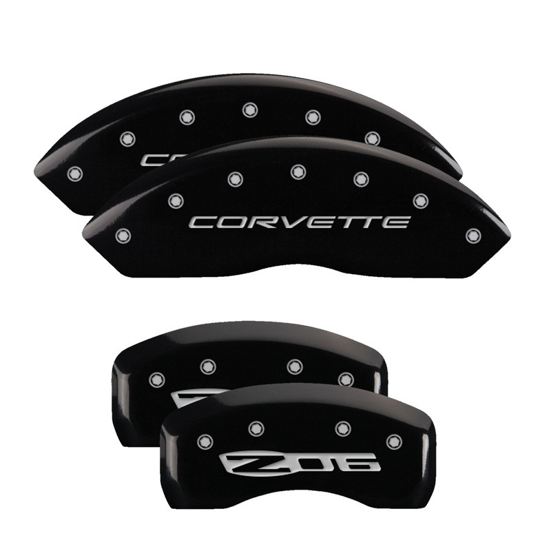 1997-2004 Corvette Caliper Covers with Z06 Logo and CORVETTE text (Set of 4) (Black)