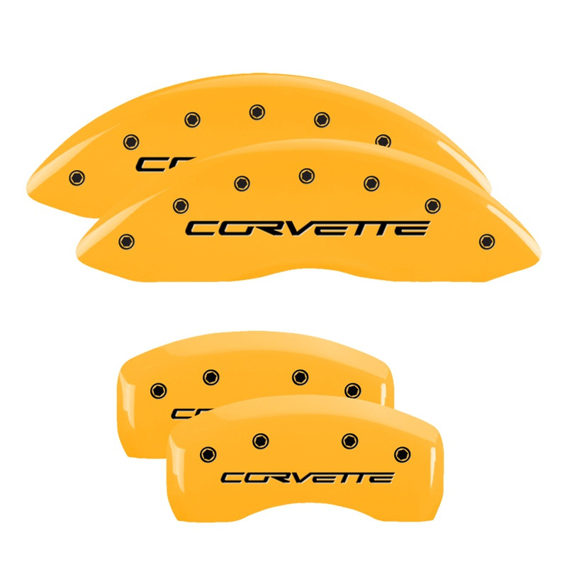 2005-2013 Corvette Caliper Covers with CORVETTE text (Set of 4) (Yellow)
