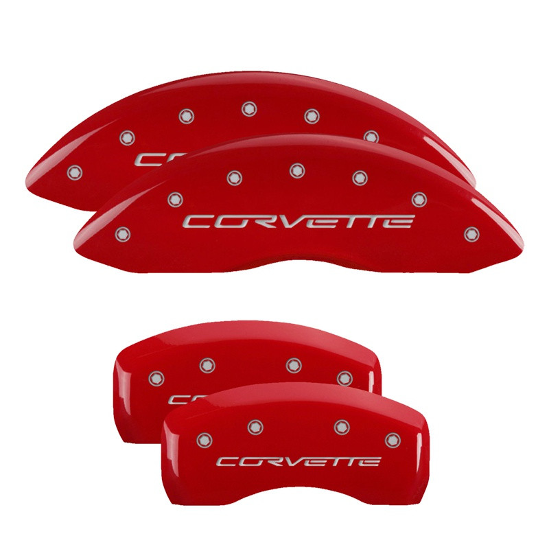 2005-2013 Corvette Caliper Covers with CORVETTE text (Set of 4) (Red)
