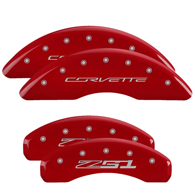 2014-2019 Corvette Caliper Covers with Z51 Logo and CORVETTE text (set of 4) (Red)