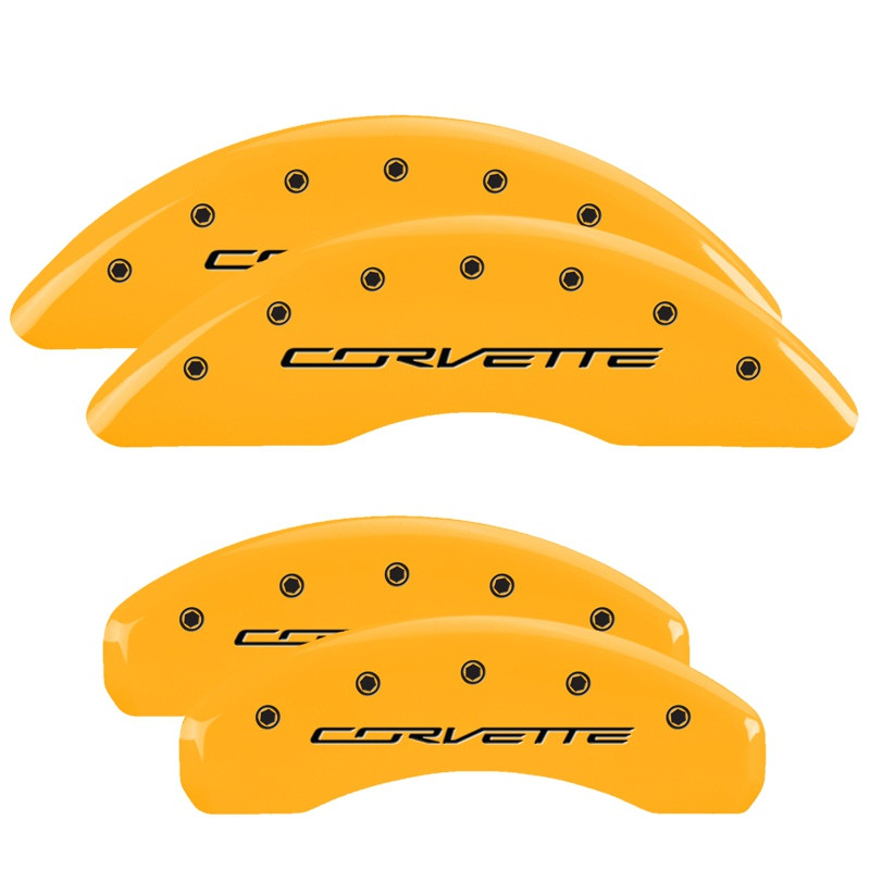 2014-2019 Corvette Caliper Covers with CORVETTE text (Set of 4) (Yellow)