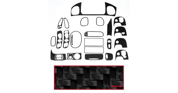 1997-2004 Corvette DASH AND TRIM KIT CONSISTS OF 26 PIECES OF SIMULATED CARBON FIBER. KIT INCLUDES PIECES FOR THE SHIF