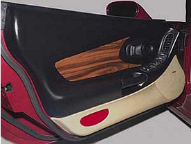1997-2004 Corvette DOOR INSERT TRIM KIT OF SIMULATED ROSEWOOD WITH LASER CUT AND GUARANTEED PERFECT FIT AND LIFETIME W