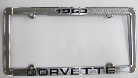 1963 Corvette License Frame - Chrome Aluminum with Black Letters