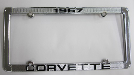 1967 Corvette License Frame 67 Chrome Aluminum with Black Letters 67