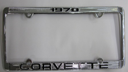 1970 Corvette License Frame 70 Chrome Aluminum with Black Letters 70