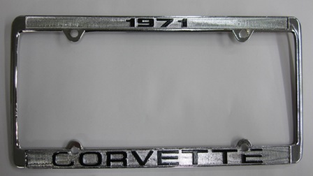 1971 Corvette License Frame 71 Chrome Aluminum with Black Letters 71