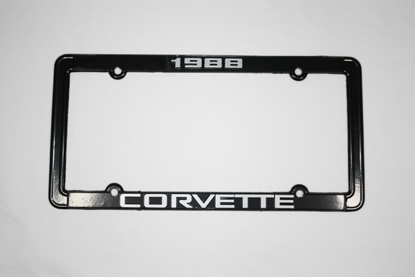 1988 Corvette License Frame 88 Black Aluminum with Silver Letters 88