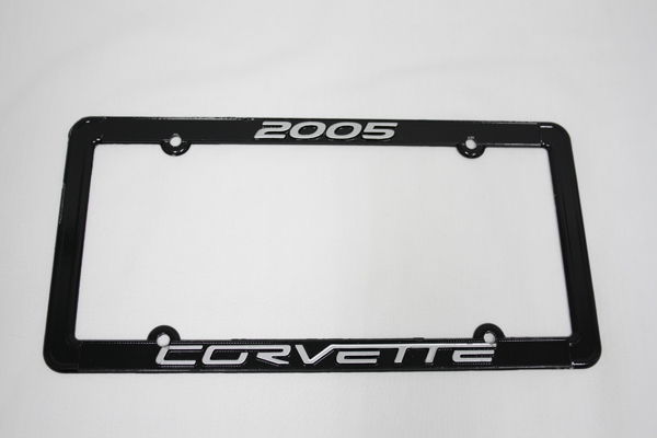 2005 Corvette License Frame 05 (Black) Aluminum with (Silver) Letters