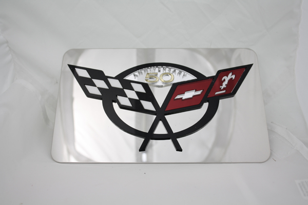 2003 Corvette C5 REAR PLATE STAINLESS STEEL WITH BIG 50TH LOGO 03