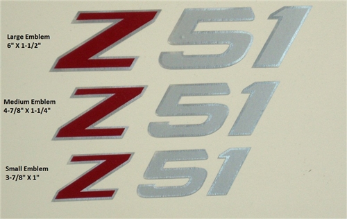 1996-2016 Corvette Z51 MEDIUM EMBLEM VINYL RED AND SILVER PAIR