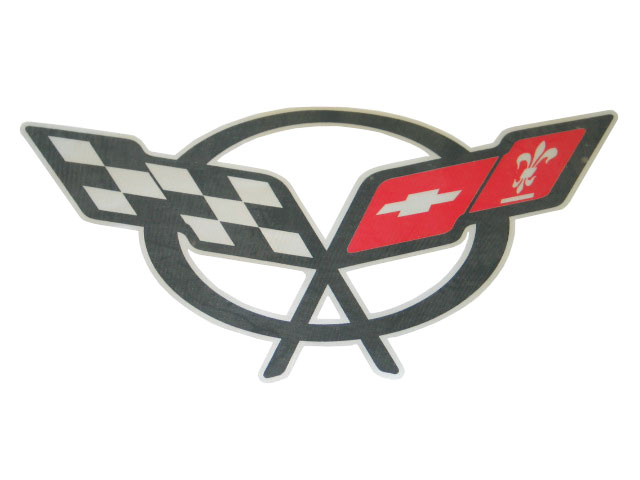 1997-2004 Corvette THIS DECAL IS MADE OF A CHROME FOIL BASE WITH RED AND BLACK PRINT. MEASURES 10" X 5". IT"S EASY TO 
