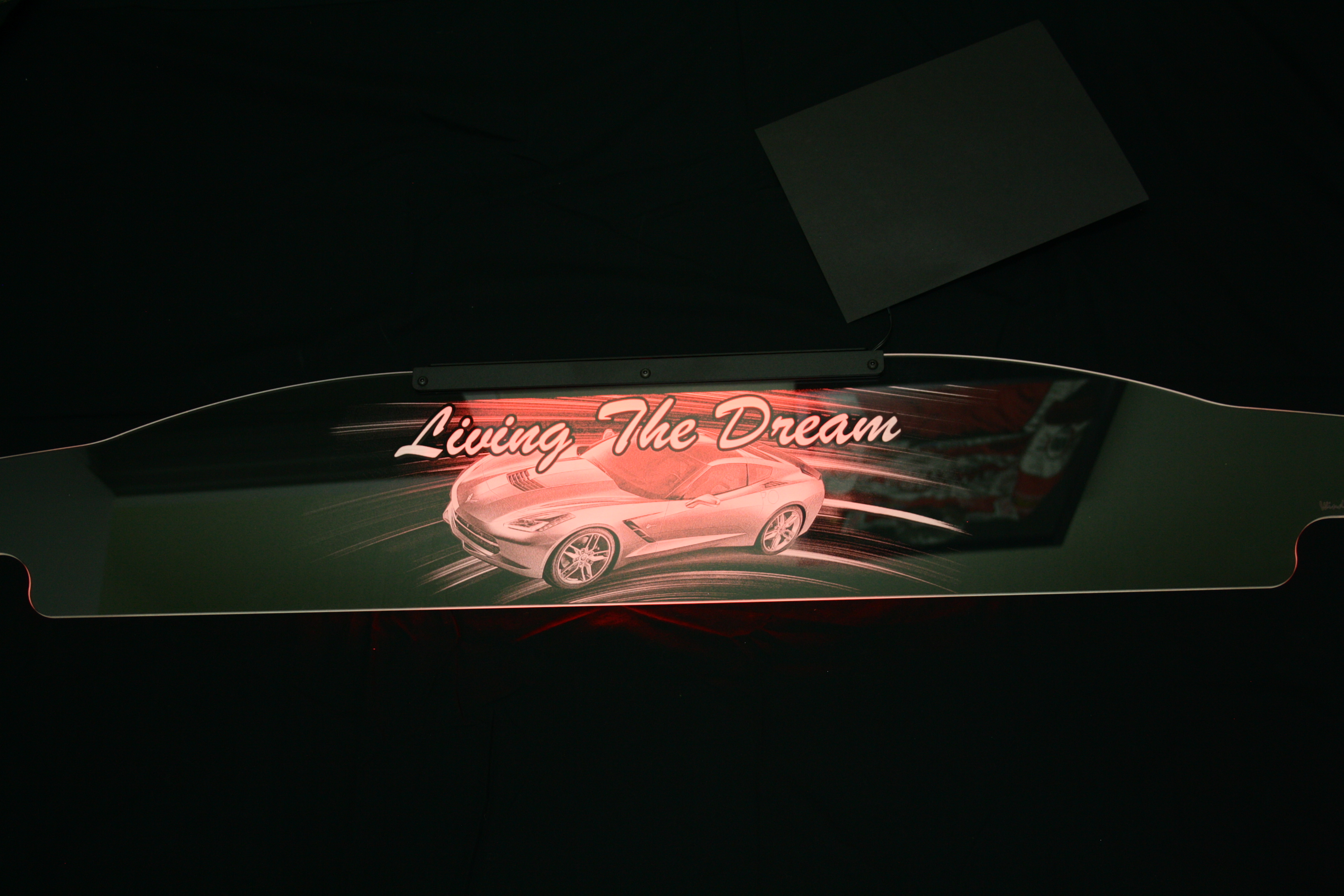 2014-2018 Corvette C7 COUPE WINDRESTRICTOR ETCHED AND ILLUMINATED (LIVING THE DREAM) 14-18