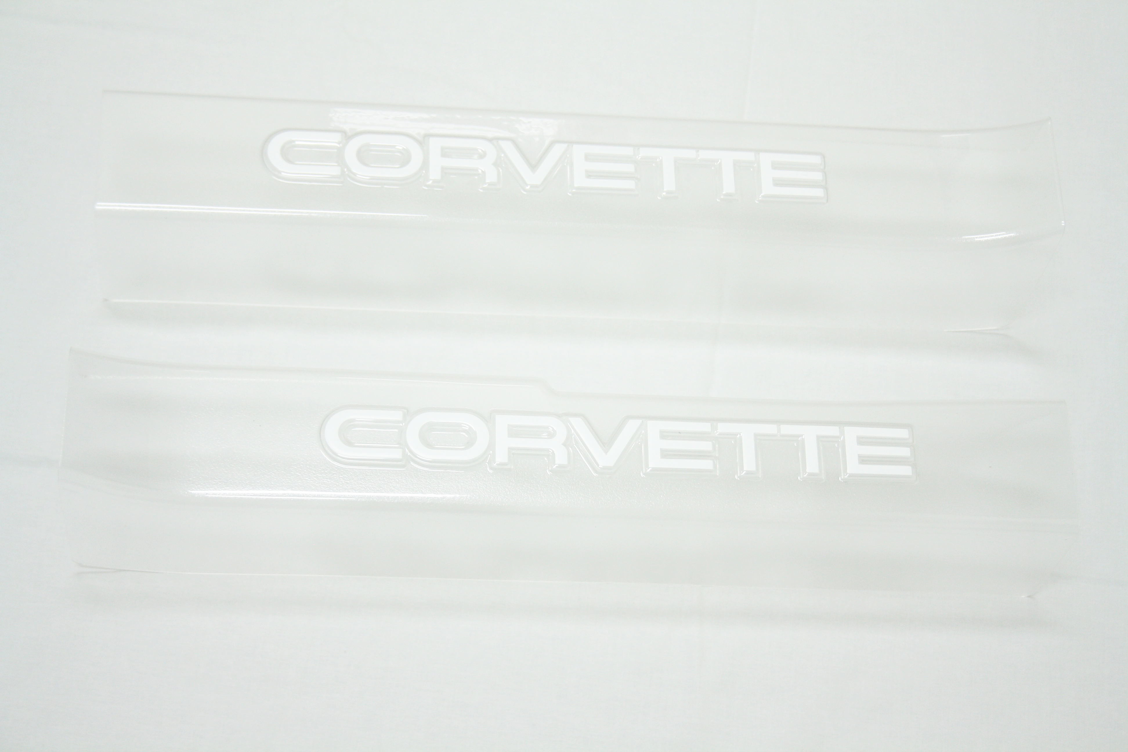 1990-1996 Corvette SILL PROTECTOR CLEAR WITH WHITE LETTER (PAIR)
