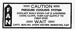 1979-1980 Corvette Fan Caution Decal