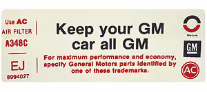 1975-1975 Corvette Keep Your Car All GM Decal (Code 8994027) EJ
